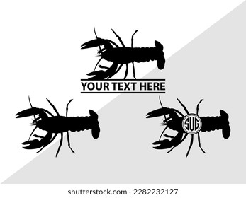 Crayfish Monogram Vector Illustration Silhouette