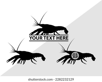 Crayfish Monogram Vector Illustration Silhouette