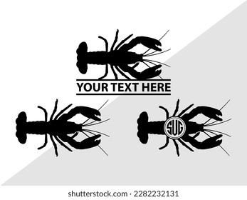 Crayfish Monogram Vector Illustration Silhouette