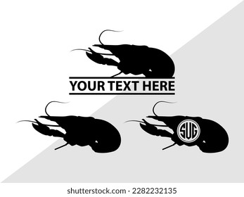 Crayfish Monogram Vector Illustration Silhouette