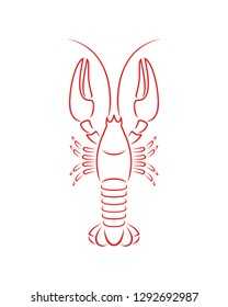 Crayfish outline. Isolated crayfish on white background