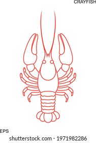 Crayfish outline. Isolated crayfish on white background