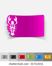 crayfish paper sticker with shadow. Vector illustration