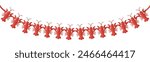 Crayfish party garland - hand drawn vector illustration.