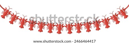 Crayfish party garland - hand drawn vector illustration.