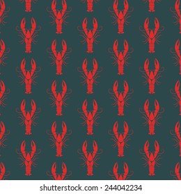 Crayfish pattern on green background