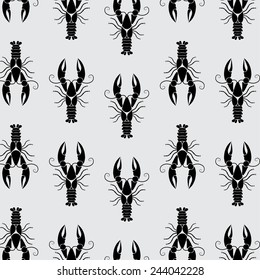Crayfish pattern on grey background