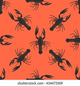 Crayfish pattern on red background
