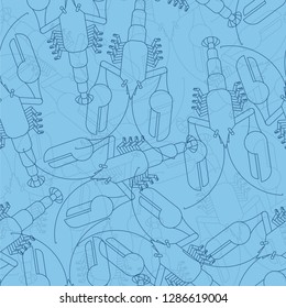 Crayfish pattern seamless. Marine crustacean background. Vector illustration