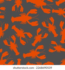 Crayfish pattern seamless. Sea animal with claws background. Baby fabric texture