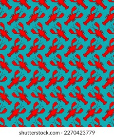 Crayfish pattern seamless. Sea animal with claws background. Baby fabric texture