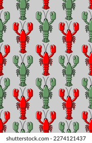 Crayfish pattern seamless. Sea animal with claws background. Baby fabric texture