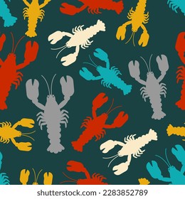 Crayfish pattern seamless. Sea animal with claws background. Baby fabric texture