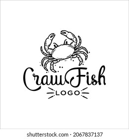 Crayfish Prawn Shrimp Lobster Claw Seafood Circular Label logo design inspiration