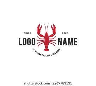 Inspiración en el diseño del logo de Crayfish Prawn Shrimp Lobster Claw Seafood. Diseño de logotipo vectorial de lobster