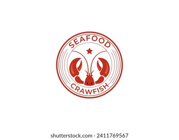 Crayfish Prawn Shrimp Lobster Claw Seafood Circular Label logo design inspiration