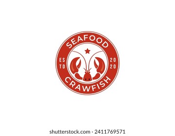 Crayfish Prawn Shrimp Lobster Claw Seafood Circular Label logo design inspiration