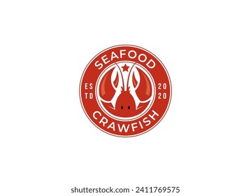 Crayfish Prawn Shrimp Lobster Claw Seafood Circular Label logo design inspiration