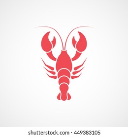 Crayfish Red Flat Icon On White Background