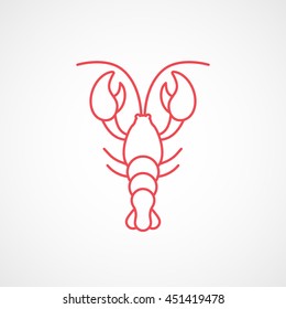 Crayfish Red Red Line Icon On White Background