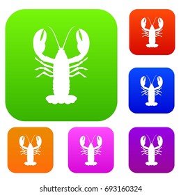 Crayfish set icon in different colors isolated vector illustration. Premium collection