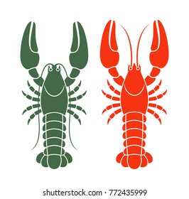 Crayfish set. Isolated crayfish on white background
