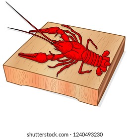 Crayfish set on dish vector illustration on a white background.