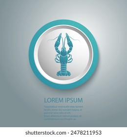 Crayfish silhouette blue icon in flat. Isolated crayfish on white background