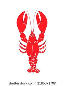 Crayfish silhouette. Fresh lobster seafood hand drawn illustration. Red swamp crawfish icon