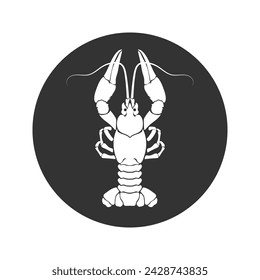 Crayfish silhouette icon in flat. Isolated crayfish on white background