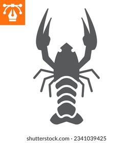 Crayfish solid icon, glyph style icon for web site or mobile app, oktoberfest and seafood, crawfish vector icon, simple vector illustration, vector graphics with editable strokes.