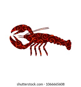 Crayfish spiral pattern color silhouette aquatic animal