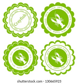 Crayfish vector background label stamp green ecology concept