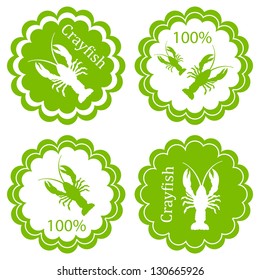 Crayfish vector background label stamp green ecology concept