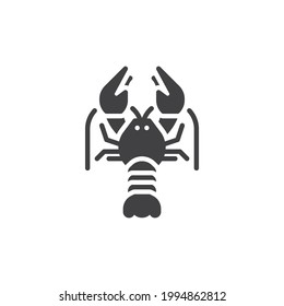 Crayfish vector icon. filled flat sign for mobile concept and web design. Crayfish seafood glyph icon. Symbol, logo illustration. Vector graphics