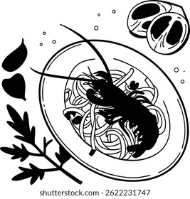 ilustração do vetor de lagostim	cama branca