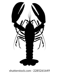 crayfish vertical vector silhouette black one