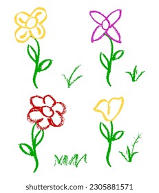 Krabbe 4 Blumenblattzweig und Gras, einfache Vektorgrafik 