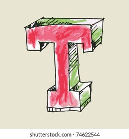 Crayon Alphabet, Hand Drawn Letter T