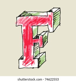 Crayon Alphabet, Hand Drawn Letter F