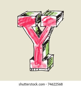 Crayon Alphabet, Hand Drawn Letter Y