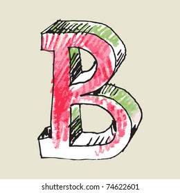 Crayon Alphabet, Hand Drawn Letter B