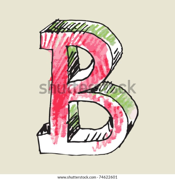 Crayon Alphabet Hand Drawn Letter B Stock Vector (Royalty Free) 74622601