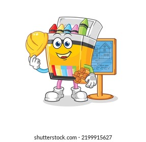 the crayon Architect illustration. character vector
