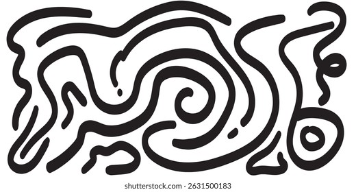 Crayon arrow sketches collection - hand drawn doodle style pointers, curved lines, round swirls. Chaotic scribbling, artistic design elements set. Black grunge brush strokes isolated on white bg