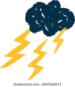 Crayon Art Thundercloud Vector Illustration