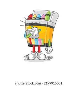 the crayon blowing nose character. cartoon mascot vector