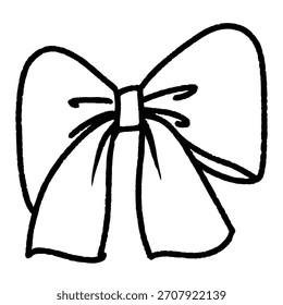 Crayon bow hand drawn with line for element, print, illustration and fashion