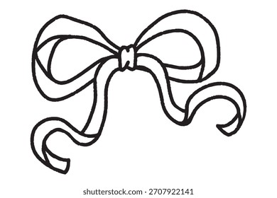 Crayon bow hand drawn with line for element, print, illustration and festival