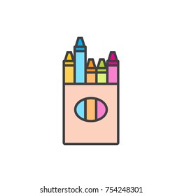 Crayon box flat line colored icon.